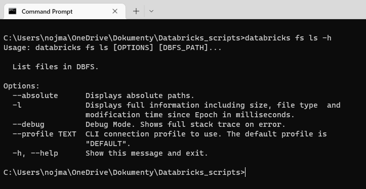 Databricks cli pomoc