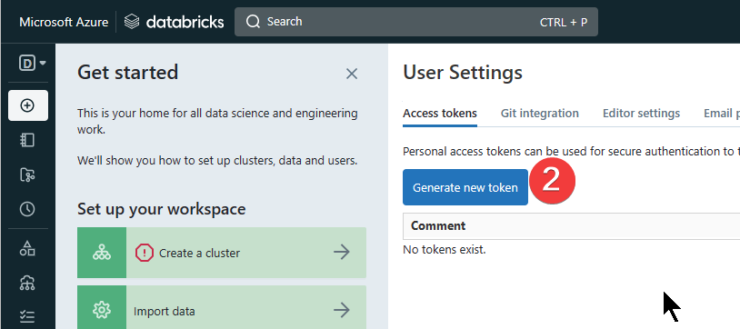 Databricks generuj token