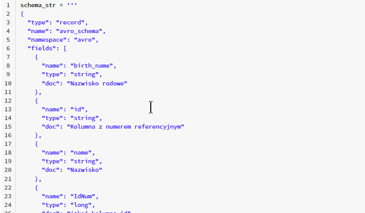 walidacja schematu danych